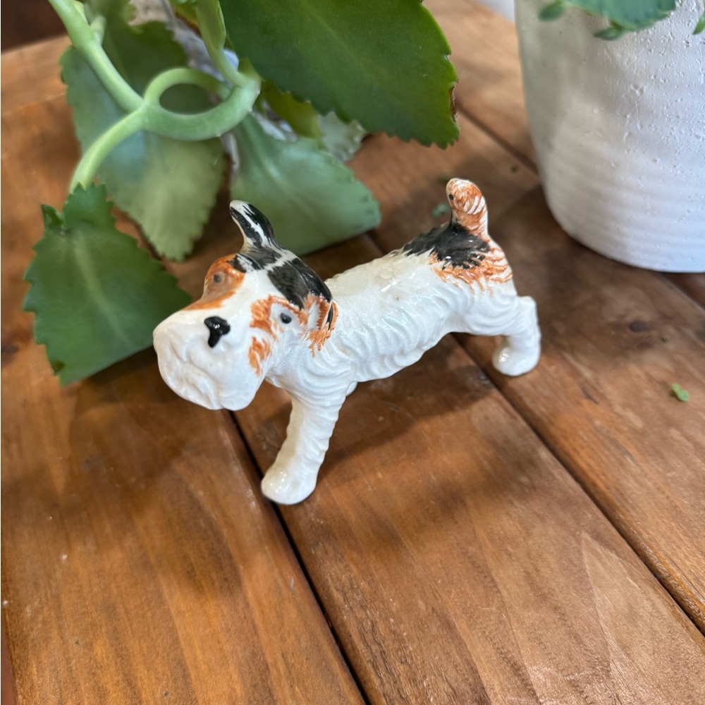 Mid Century Priceline Ceramic White hair fox Terrier Dog Figurine‎ Japan
